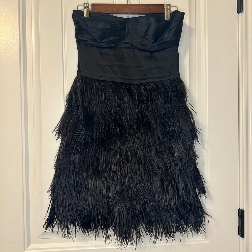 Black Express Feather Cocktail Dress